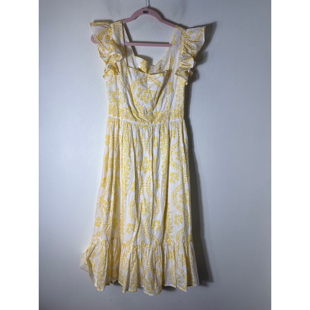 NWT Monsoon and Beyond Yellow and White Flutter Sleeve Maxi Dress Sz XS